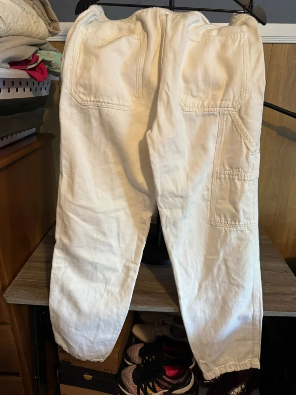 Zara Mens White Denim Twill Drawstring Jogger Pants Size Medium